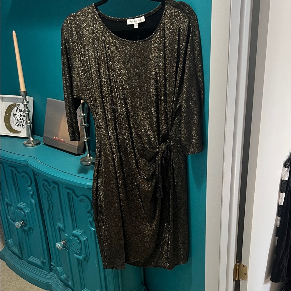 Robbie Bee Black and Gold Dress